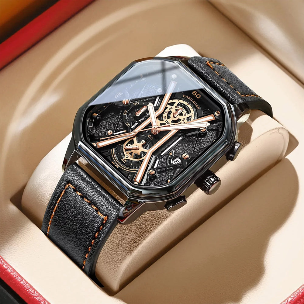 Casual Luxury Men High Quality Waterproof Chronograph Luminous Date Man Watches Leather Men’s Quartz Wrist Watch