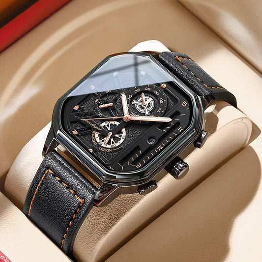 Casual Luxury Men Watch Fashion Leather Quartz Watches Waterproof Luminous Men‘s Wristwatch