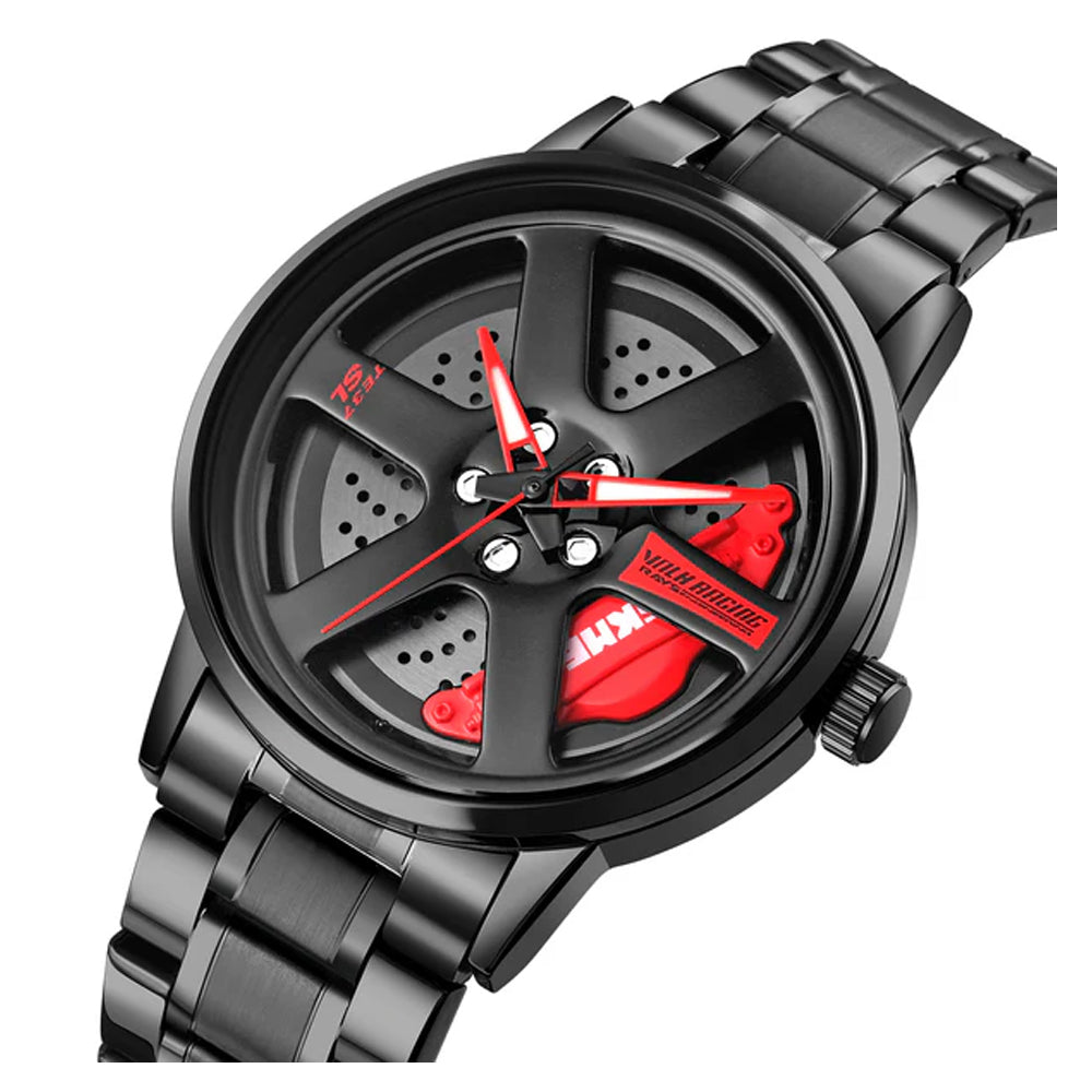 Classic Business Men's Black Red Color Wristwatch Wheels Rolling Creative Watch