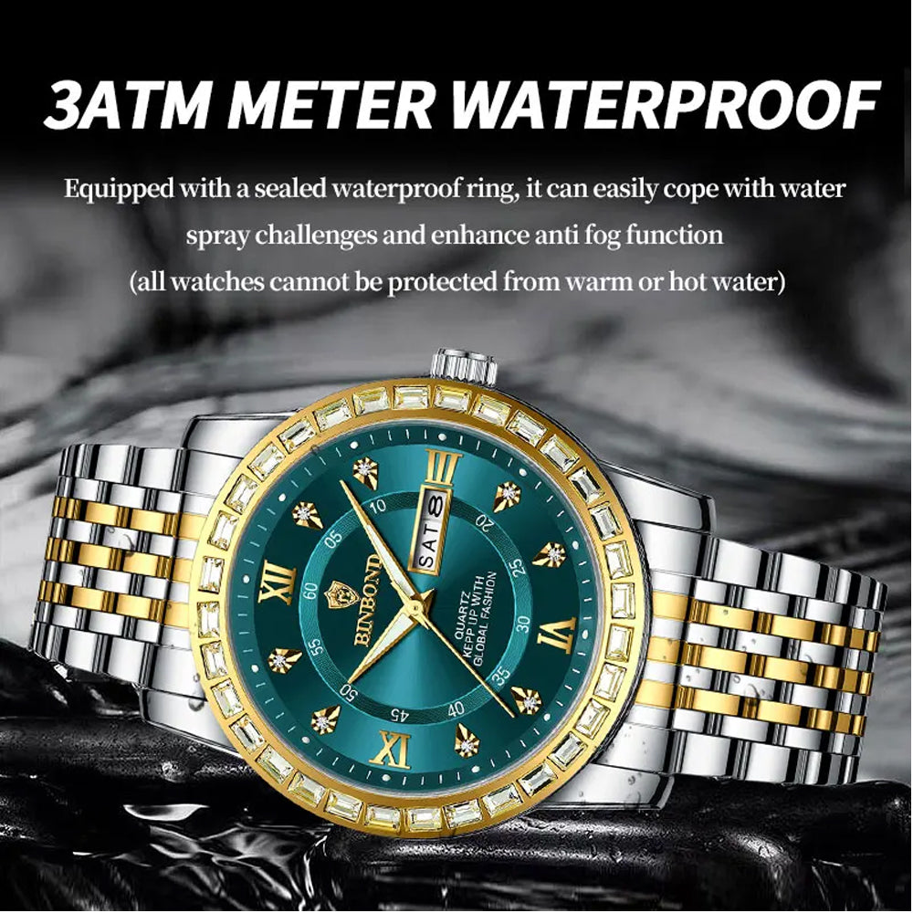 Luxury Watch For Waterproof Week Date Luminous Stainless Steel Men Watch Casual Quartz Men's Watches Male