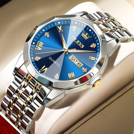 Original Quartz Watch for Man Waterproof Luminous Stainless Steel Wristwatch Male Date Week